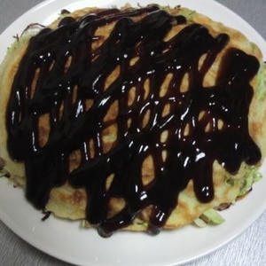 いつもは大阪焼きですが、　｢広島焼き風お好み焼き」